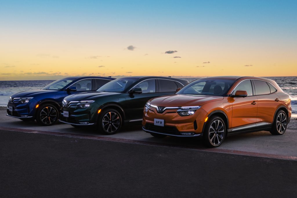 Lineup of cars at sunset